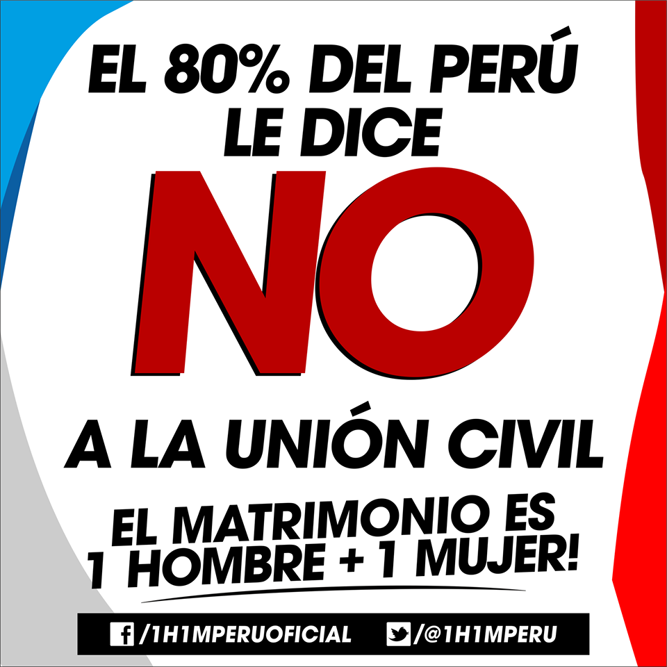Afiche publicado en Facebook: "El 80% del Perú le dice no a la unión civil"